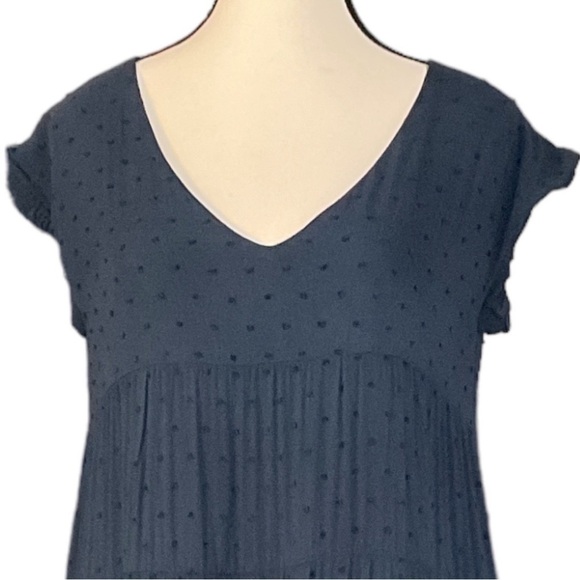 $10$ add on SOCIALITE- navy blue Swiss dot tiered babydoll mini dress.  small - Picture 2 of 9